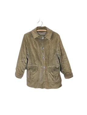 Vintage 1960s Corduroy Coat Women’s M L Fur Lined Insulated Wide Wale Mod Collar